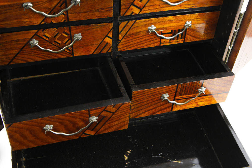 Japanese Wooden Jewelry Box with Marquetry and Inlay EBTH